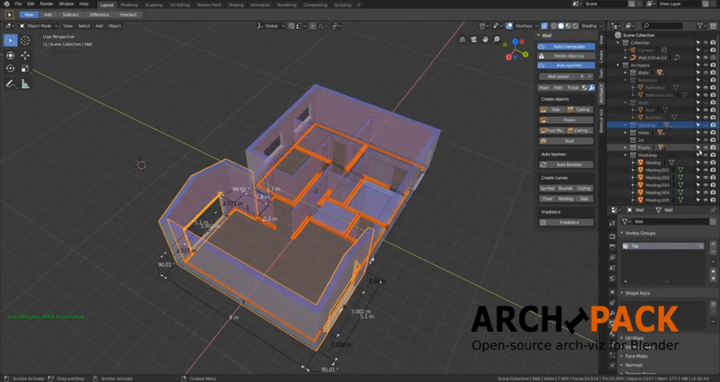 New Archipack add-on release for Blender 2.91 on v2.3.3
