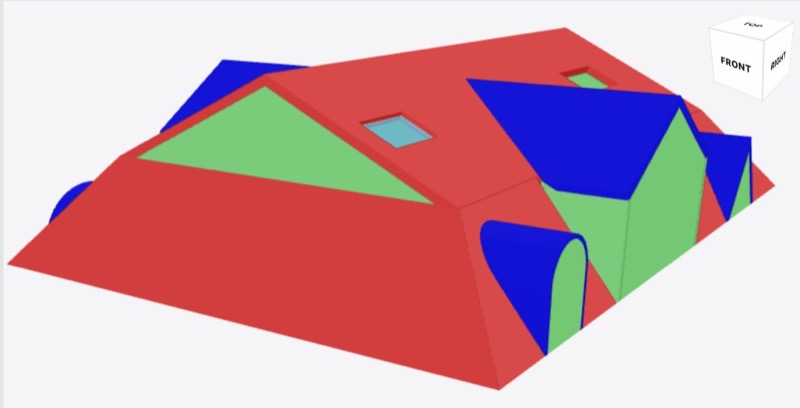 IFClite exact CSG kernel rendering a roof with dormers, gable ends, and skylight openings