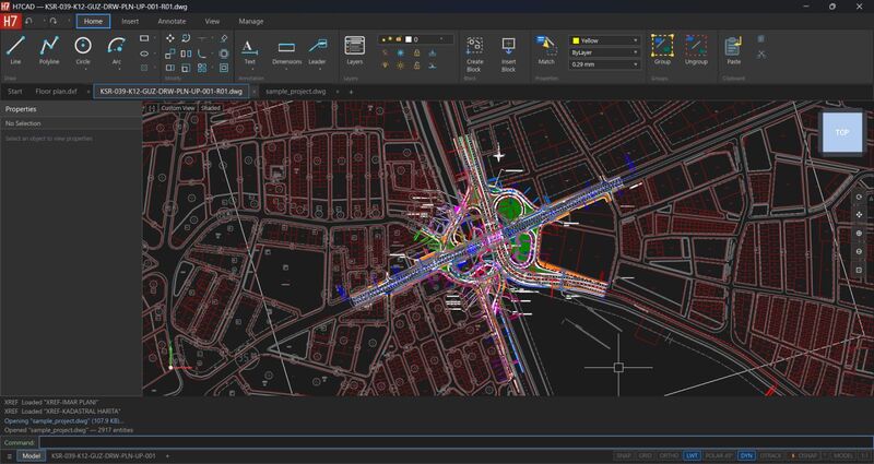 Open CAD Studio displaying a detailed infrastructure drawing