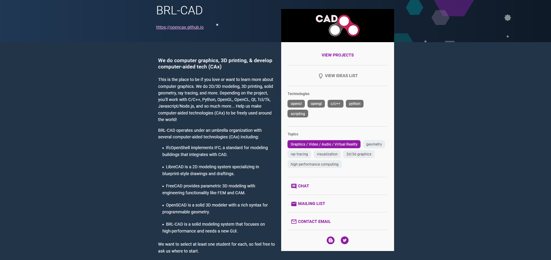 BRL-CAD Google Summer of Code application page